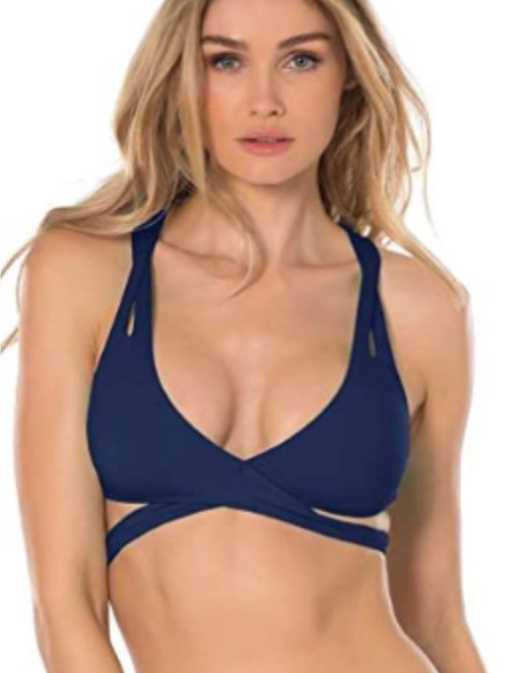 BECCA D-Cup Black Criss Cross-Front Bikini Top